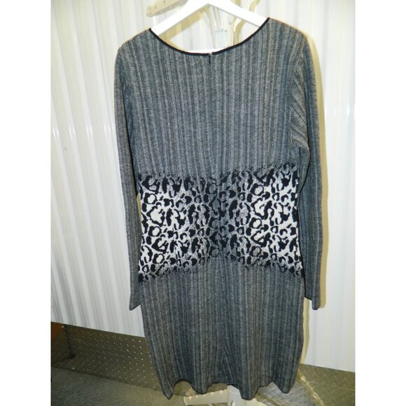 Hugo Boss Womens Wool Angora Blend Dress With Lace Detail Size XL Leopard Gray - Picture 5 of 12